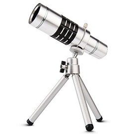 System-S Universal Telephoto Lens 18x Zoom Lens + Mini Tripod for Smartphone Colour: Silver