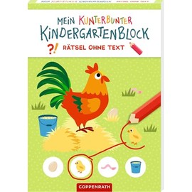 Mein kunterbunter Kindergartenblock: Rätsel ohne Text (Bauernhof): Rätselblock ohne Text ab 4 Jahren, ohne Hilfe selber rätseln
