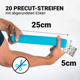TRUETAPE Basic Kinesiotapes, Pre-Cut, 20 Strips Kinesiology Tape (25 cm x 5 cm), Waterproof & Elastic Kinesiotape, High Elasticity, Skin-Friendly Sports Tapes, Blue