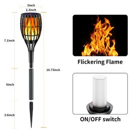 Woenergy Solar Lights Outdoor, Solar Torch Lights Outdoor Flickering Flame for Outdoor Decorations, Solar Flame Lights Waterproof, Tiki Torches for Outside Yard Patio Pathway Decorations, 6 Packs