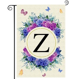 Monogram Letter Z Garden Flag Floral Front Porch Flag Welcome Burlap Flower Yard Flags Outdoor Family Last Name Initial 12x18 Inch Double Sided Home Flag for Outside Patios Lawns Decoration