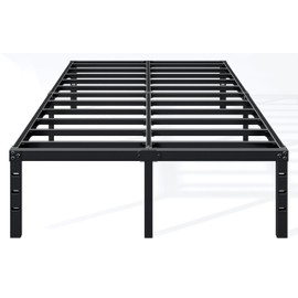 Hafenpo 18 Inch Queen Bed Frame - Sturdy Metal Platform Queen Size, No Box Spring Needed, Heavy Duty, Easy Assembly, Strong Bearing Capacity, Under Bed Storage, Black