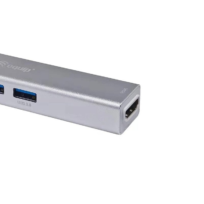 Equip 133480 Adapter USB-C/ 5-in-1 USB-C Multifunctional Adapter/HDMI/2xUSB3.0/SD/4K30Hz/0.15m/Silver
