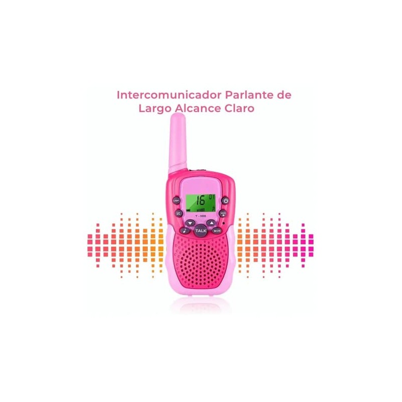 Walkie Talkies para Niños 2 Unidades, con Linterna y LCD