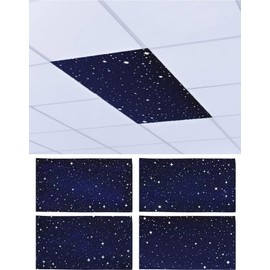 Drgilau 4 Pcs 4 x 2 Feet Light Covers for Ceiling Lights, Magnetic Starry Sky Light Covers for Fluorescent or LED Fixture, Ceiling Light Covers for Office Classroom Home Office Decor
