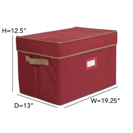 Covermates Keepsakes Adjustable Ornament Storage Box, Carrying Handles, Padded Protection - Holiday Storage, Red