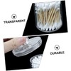 Outanaya 3pcs Transparent Round Cotton Swab Storage Box Compact Makeup