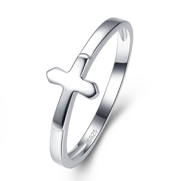 AVECON 925 Sterling Silver Rings Simple Cross Rings Design High