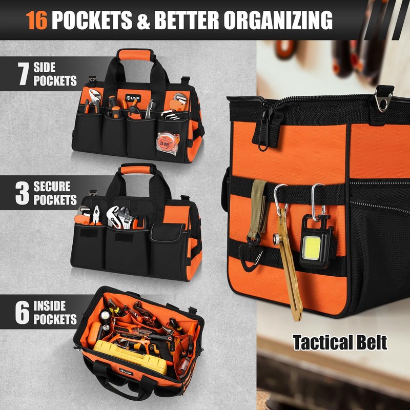 UUP Heavy Duty Tool Bag 15-Inch, 16-Pocket Portable Soft Tool