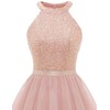 Dressystar Women's Short Sequin Tulle Halter Homecoming Cocktail Party Dress