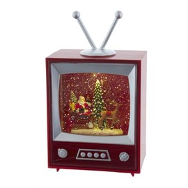 Kurt S. Adler Kurt Adler 8.5-Inch Battery-Operated Musical TV with Santa and Sleigh Water Lantern, Multi