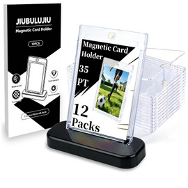 JIUBULUJIU 12 Pack Magnetic Card Holder with 1 Card Stand