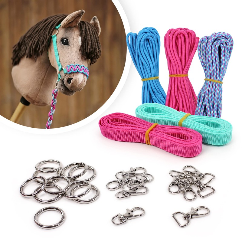 Hobby Horse Headcollar Material Set Aqua / Pink (Instructions Sold