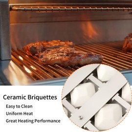 Beurbcikue Briquette Tray for Alfresco ALX2 ALX2-30 ALX2-42 ALX2-56 Grill Replacement Parts for Alfresco LX2 ALXE ALXE-30 ALXE-42 ALXE-56 Heat Plate Flame Tamer with 72 Ceramic Briquettes