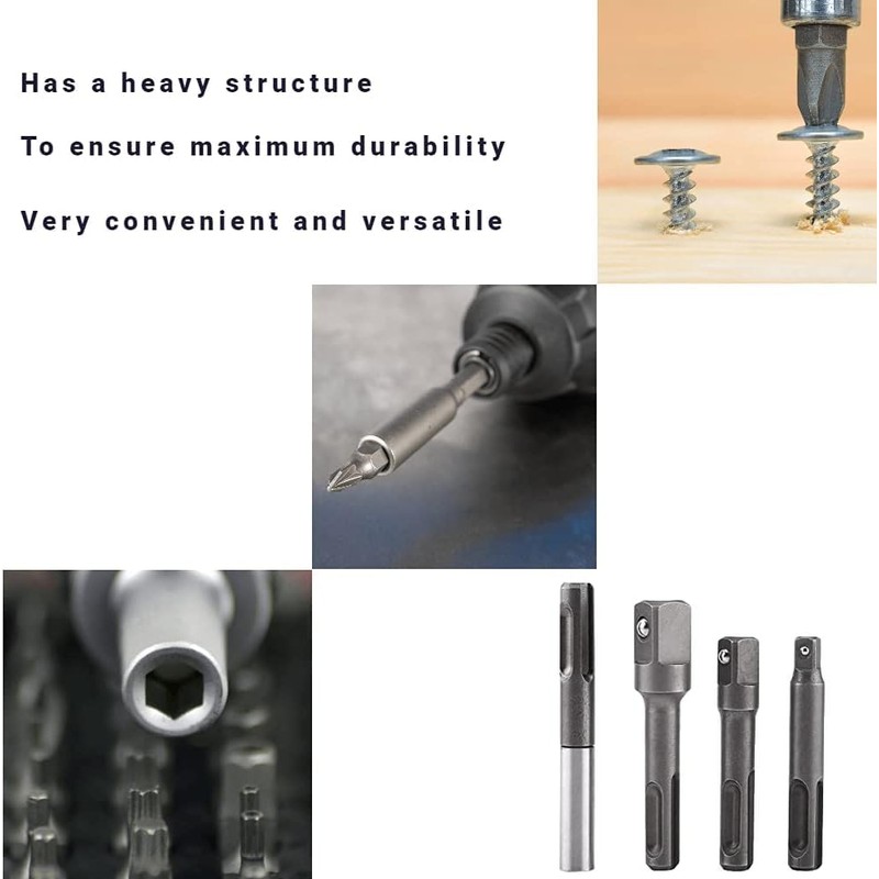 4pcs Drill Bit Holder Extension Connector, SDS Plus Shank to