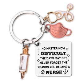 Guqqeuc Nurse Graduation Gifts Stethoscope Syringe Keychain for Doctor Nurse Appreciation Gifts for Women Men Nursing Grad Keyrings for Nurse Students Inspirational Gifts for Nurse Practitioner
