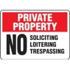 Private Property Sign, Adhsv Vnyl, 10x14In