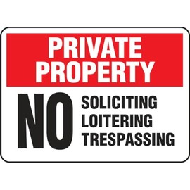 Private Property Sign, Adhsv Vnyl, 10x14In