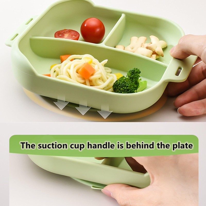 Silicone Tableware for Baby, Silicone Divided Suction Plate for Babies