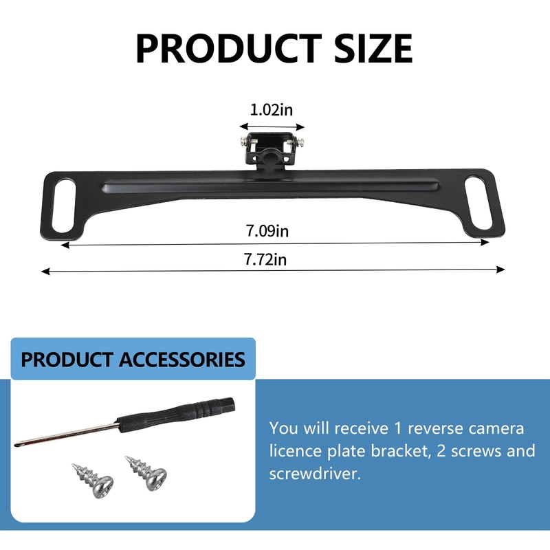 wuyaoyao Universal Car Rear View Camera License Plate Bracket, Metal
