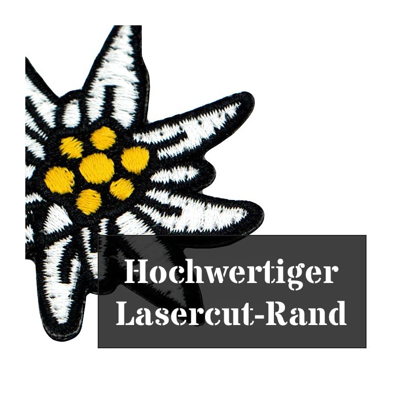 Café Viereck ® German Army Edelweiss Patch Embroidered with Velcro