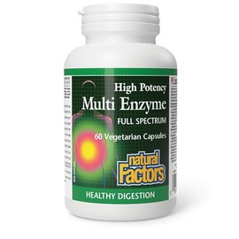 Natural Factors Natural Factors Multi Enzyme High Potency Full Spectrum Digestive Enzyme, 60 Vegetarian Capsules, Promotes Healthy Digestion, Proudly Canadian