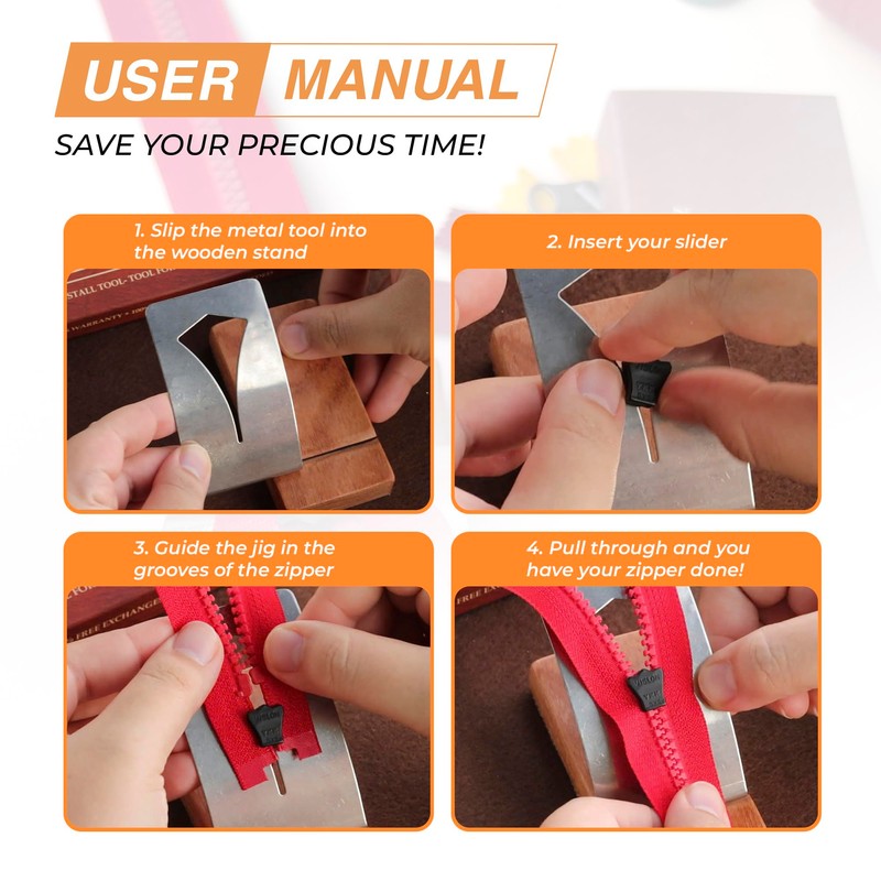 Savina Zipper Jig Tool, Hardwood & Stainless Steel Zipper Installing