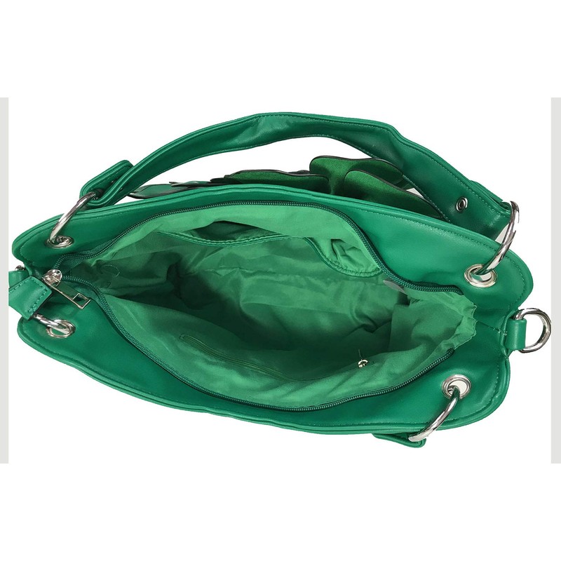 Zzfab Big Flower Purse with Clasp Green