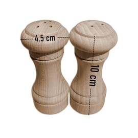 Set of 2 Wooden Salt and Pepper Pot Pots Shakers Powdery Condiment 10cm 4 inches