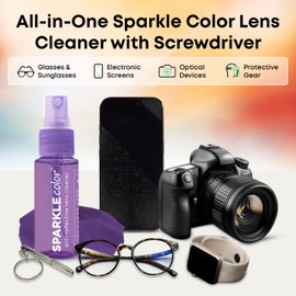 OPTIPAK Sparkle Anti-Reflective Safe Lens Cleaner & Repair Kit – (2) 1oz Glasses Cleaner Spray, (2) Microfiber Cloth & Keychain Screwdriver for Eyeglasses, Sunglasses, Lenses & Screens (5 Piece Set)