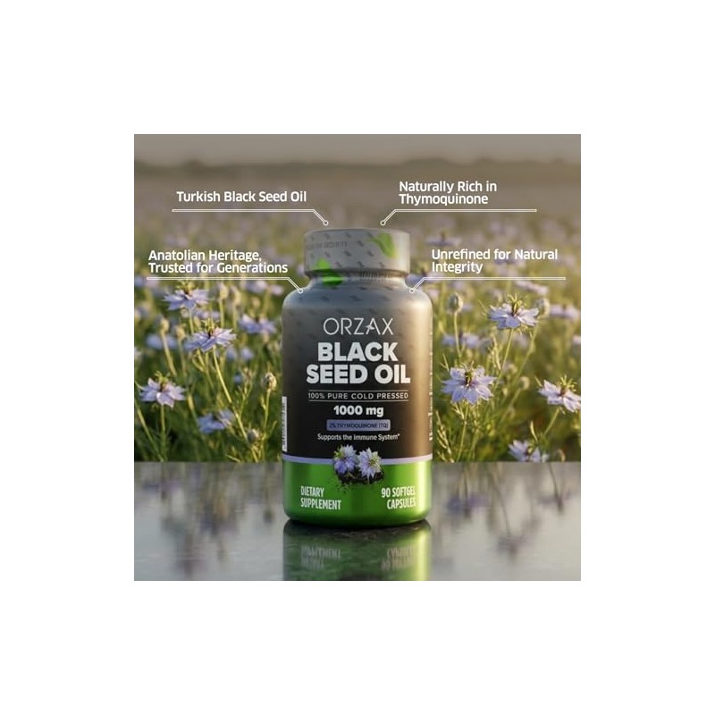 ORZAX- Aceite de semilla negra prensado en frío 100% puro
