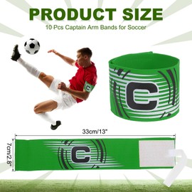 PATIKIL Fußball Kapitänsbinde, 10 Stück Kapitänsarmbänder für Fußball Elastische Kapitänsbinde Sport Kapitänsarmbänder für Jugendliche Erwachsene Fußballteamtraining Grasgrün