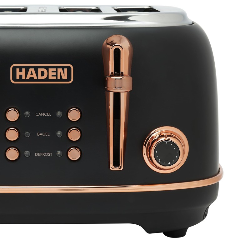 HADEN Heritage 4-Slice Toaster with Extra Wide Slots, 1500-Watt, Black