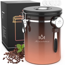 Miscedence 35OZ Coffee Canister for ground coffee with Date Tracker,copper color 304 Stainless Steel Kitchen Food Airtight storage container for Coffee Beans or Grounds, Tea, Sugar(35oz-Gradient)