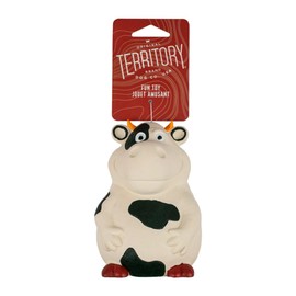 Territory Farm Squeaker Natural Rubber Animal Dog Toy for Small Medium Large Dog Toy, Cow