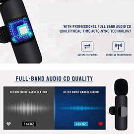 Byttlerom Wireless Lavalier Microphone Microphone Black Receiver Adapter for Video Recording,Live Stream,Vlog,Presentation Noise Canceling Microphone