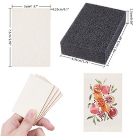 nbeads Pack of 50 Rectangular Unfinished Wooden Slices, Empty Wooden Pieces with Sponge Scouring Pads for DIY Painting Ornament Christmas Home Decor, 7.6 x 5 cm