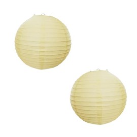 Pack of 2 Coloured Wire Paper Lantern Shade Pendants (12inch 30cm Dia) (Navy Blue) (Cream)