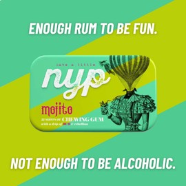 NYP Sugar Free Mojito Lime Chewing Gum, Aspartame Free & Alcohol Free Cocktail Filled Rum Gum Tin, Vegan, 63 Pieces (3 Tins)