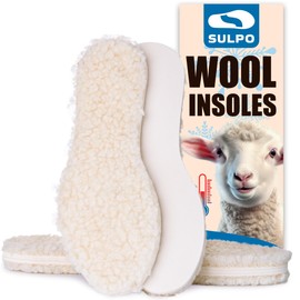 SULPO Winter Insoles - Natural Sheep's Wool Top - Latex Foam Bottom - Warm, Durable, Excellent Shock Absorption - Thermal Insoles for Autumn & Winter Shoes - Sizes 3-11 (2 Pairs), beige