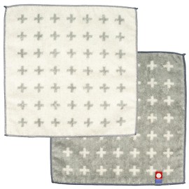 Nishio IBT-303-04-2P Imabari Towel Certified Hand Towel, Set of 2, Made in Japan, 100% Cotton, 7.9 inches (20 cm), Double-Sided Pile, Water Absorbent, Cross Pattern, Imabari Mini Towel Handkerchief
