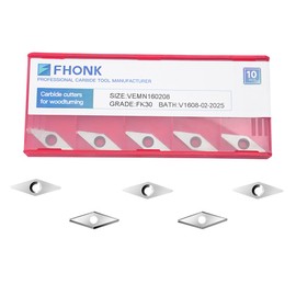 FHONK Diamond Tungsten Carbide Inserts Replacement Cutters, Ci4 Woodworking Tool Accessories, DIY Wood Lathe Turning Tools, 10x28x2.5mm, 10 Pieces (VEMN160208)