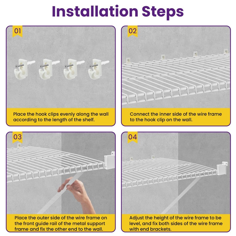 SATUY 20Pcs 12 Inch Wire Shelf Brackets Kit, Includes Shelf