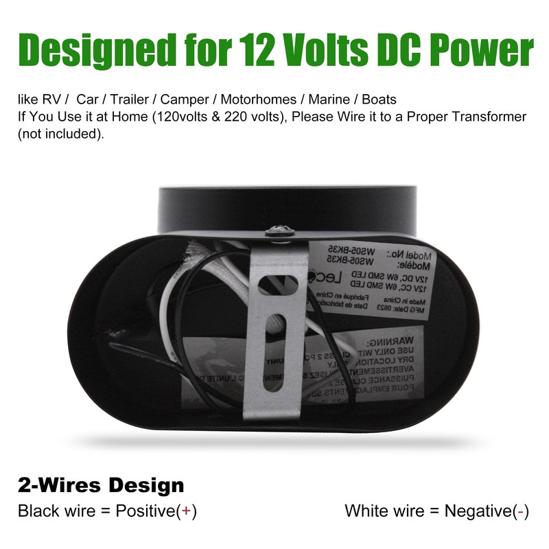 Homdec12V RV LED Bedside Reading Light with Switch, 350° Rotatable