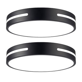 Wheatronic LED Ceiling Light Flush Mount 24W, Black Kitchen Light Fixture Ceiling Mount Dimmable Set of 2, 12 inch Close to Ceiling Light Fixture 5CCT for Bedroom, Bathroom, Living Room