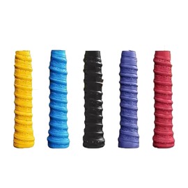 5 PCS Badminton Racket Grip Tape, Anti-Slip Overgrip Tape, Breathable Perforated Grip Tapes Replacement for Tennis Rackets, Badminton Rackets (1Pcs Black 1Pcs Yellow 1Pcs Blue 1Pcs Purple 1Pcs Red)