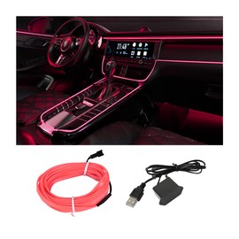 CGEAMDY Car LED Interior Lighting, Car Atmosphere Light Lamp, Soft DIY Refit Decorative Light, 500 cm Ambient Lighting Atmosphere Neon Light Strip Light (Pink)