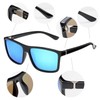 NIEEPA Men's Driving Sports Polarized Sunglasses Square Wayfarer Fashion Glasses(GlossyBlack/BlueMirror+MatteBlack/PinkMirror)