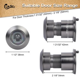 Eumtenr Door Viewer Peephole, Solid Brass 220 Degree HD Door Viewer, with Privacy Cover, Compatible with Door Thick from 1-21/32" to 2-1/8", Matte Gun Grey