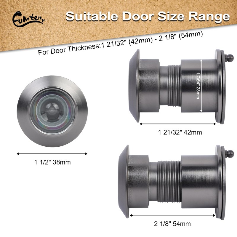 Eumtenr Door Viewer Peephole, Solid Brass 220 Degree HD Door